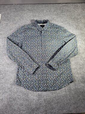 Denim & Flower Ricky Singh Black Floral Shirt Mens Large Cotton Long Sleeve